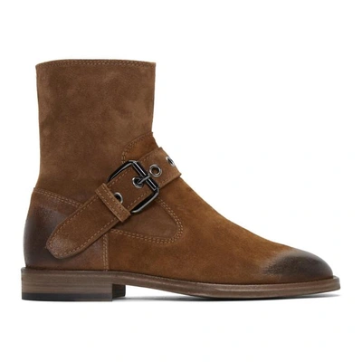 Shop Maison Margiela Brown Buckle Ankle Boots In 129 Brown