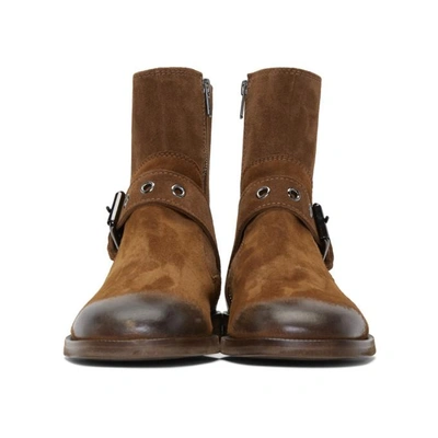 Shop Maison Margiela Brown Buckle Ankle Boots In 129 Brown