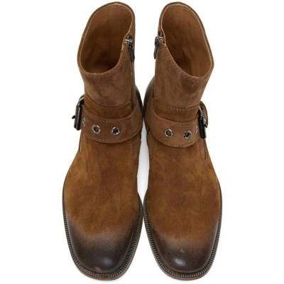 Shop Maison Margiela Brown Buckle Ankle Boots In 129 Brown