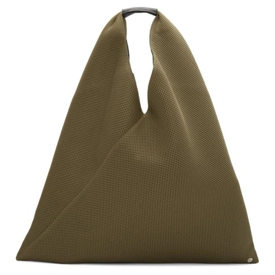 Shop Mm6 Maison Margiela Brown Triangle Tote In H2342 Taupe