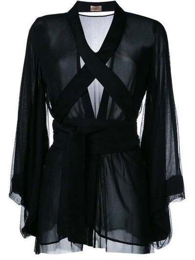 Shop Ikonostas Sheer Kimono Top In Black