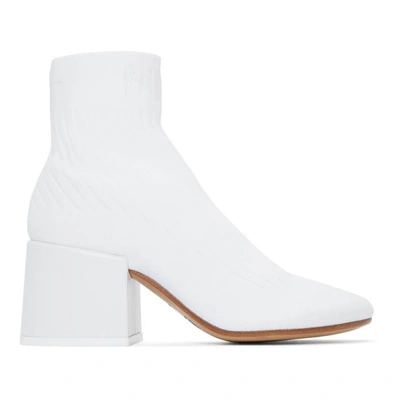 Shop Mm6 Maison Margiela White Sock Ankle Boots In 962 Wht/wht
