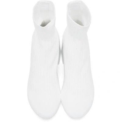 Shop Mm6 Maison Margiela White Sock Ankle Boots In 962 Wht/wht