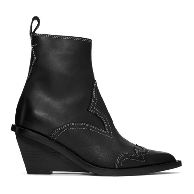 Shop Mm6 Maison Margiela Black Cowboy Ankle Boots In 900 Black