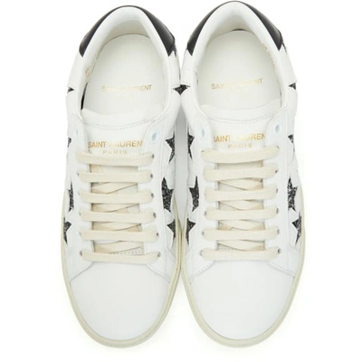 Shop Saint Laurent White Glitter Stars Court Classic Sneakers In 9290 White