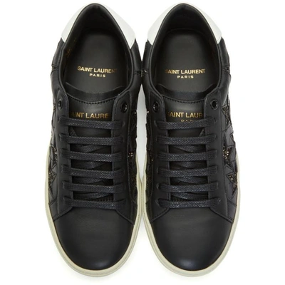 Shop Saint Laurent Black Glitter Stars Court Classic Sneakers In 1614 Black