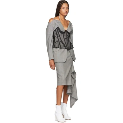 Shop Maison Margiela Grey Check Pied De Poule Blazer In 001f Check