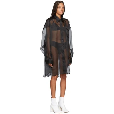 Shop Maison Margiela Black Silk Shirt Dress In 900 Black