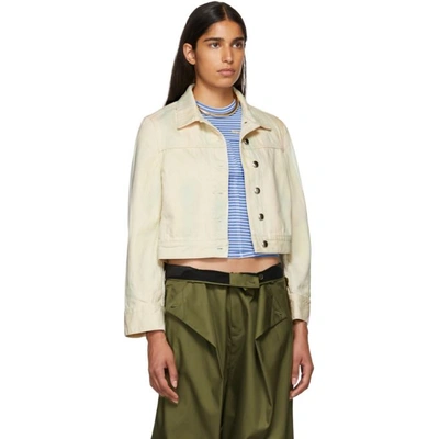 Shop Eckhaus Latta Beige Cropped Denim Jacket In Soft Waterc