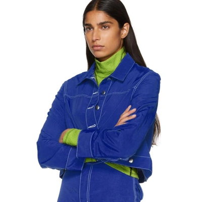 Shop Eckhaus Latta Blue Cropped Jacket In Primary Blu