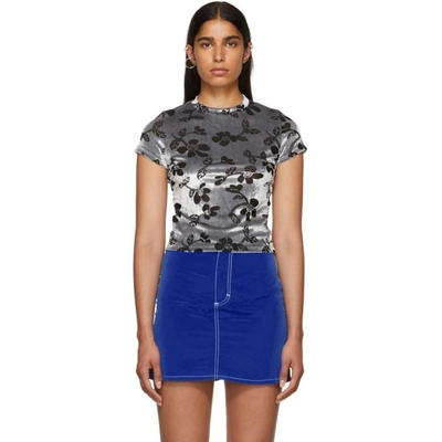 Shop Eckhaus Latta Grey Shrunk T-shirt In Silver Flow