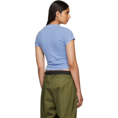 Shop Eckhaus Latta Ssense Exclusive Blue Lapped Baby T-shirt In Blue Stripe