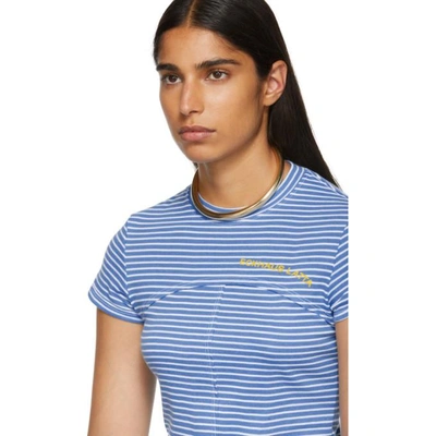 Shop Eckhaus Latta Ssense Exclusive Blue Lapped Baby T-shirt In Blue Stripe