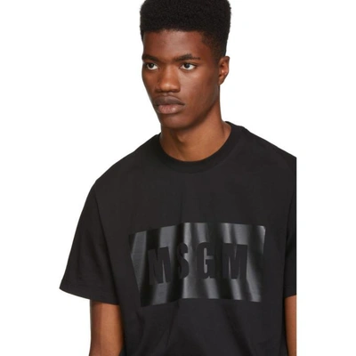 Shop Msgm Black Panel Logo T-shirt In 99 Black