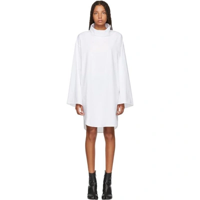 Shop Mm6 Maison Margiela White Turtleneck Dress In 100 White