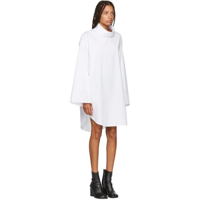 Shop Mm6 Maison Margiela White Turtleneck Dress In 100 White