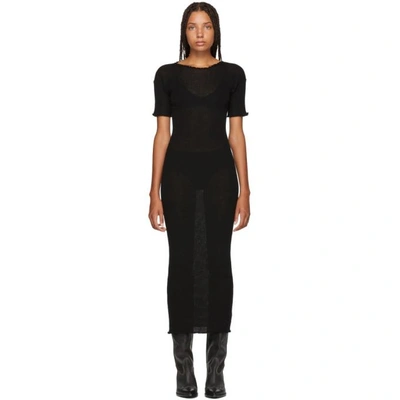 Shop Mm6 Maison Margiela Black Fitted Thin Rib Dress In 900 Black