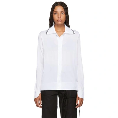 Shop Mm6 Maison Margiela White Long Sleeve Polo In 100f Offwht