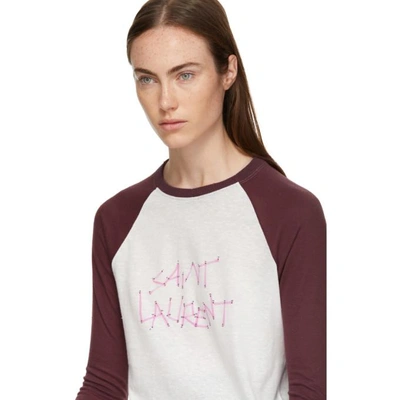 Shop Saint Laurent Burgundy Three-quarter Sleeve T-shirt In 8483 Maroon