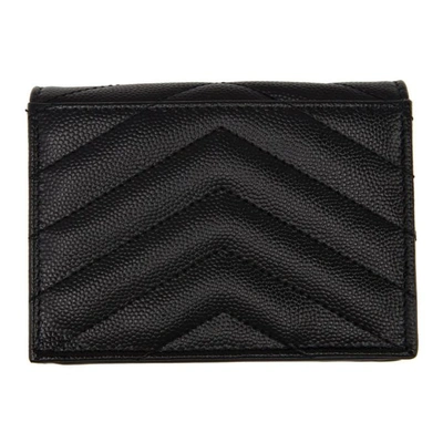 Shop Saint Laurent Black New Flap Wallet In 1000 Black