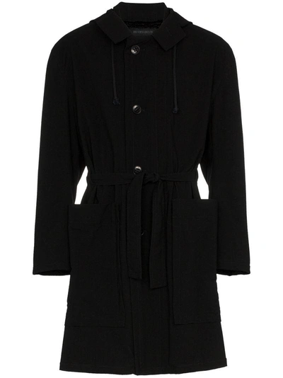 Shop Ann Demeulemeester Black Belted Parka