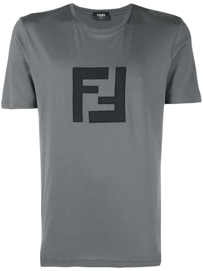 Shop Fendi Ff Logo T-shirt - Grey