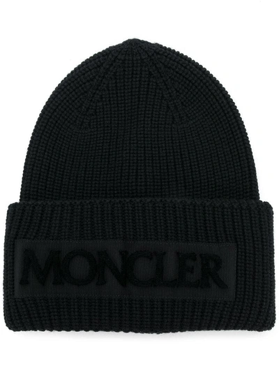 Shop Moncler Cable Knit Beanie - Black