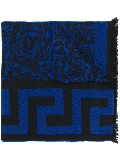 Shop Versace Greca Logo Scarf - Blue