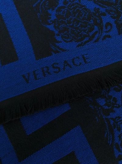 Shop Versace Greca Logo Scarf - Blue