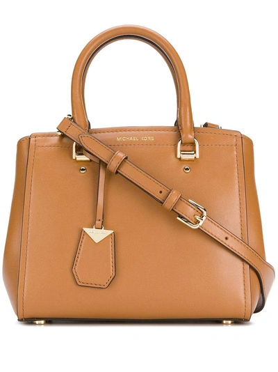 Shop Michael Michael Kors Benning Medium Satchel Bag - Brown