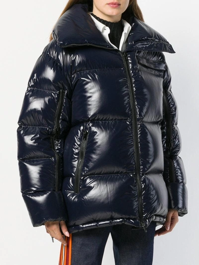 Shop Calvin Klein 205w39nyc Patent Puffer Jacket - Blue