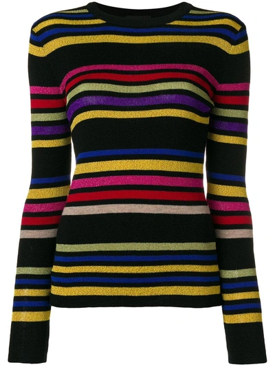 Shop Etro Striped Fitted Sweater - Black