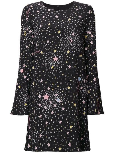 Shop Boutique Moschino Stars Print Longsleeved Dress - Black