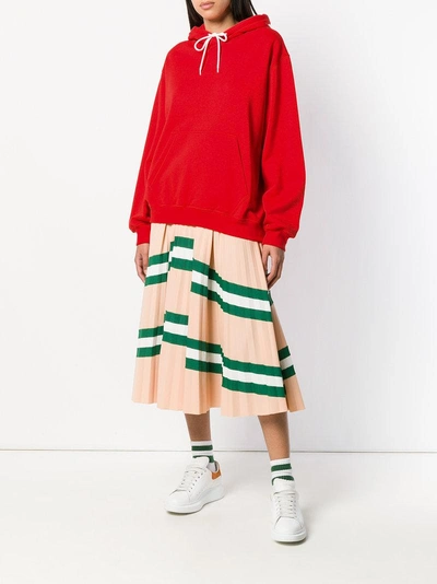 Shop Msgm Contrast String Hoody - Red