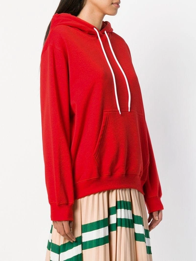 Shop Msgm Contrast String Hoody - Red