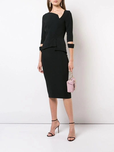 Shop Roland Mouret Asymmetric Neck Midi Dress - Black