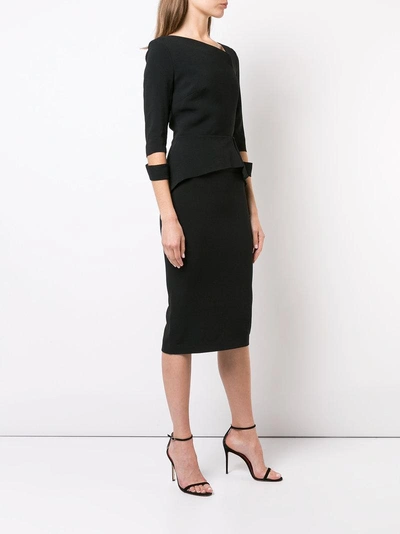 Shop Roland Mouret Asymmetric Neck Midi Dress - Black