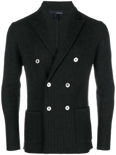 Shop Lardini Double Breasted Jacket - Black