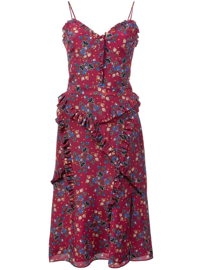 Shop Altuzarra Floral Ruffle Midi Dress - Pink