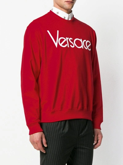 Shop Versace Logo Sweatshirt In Red