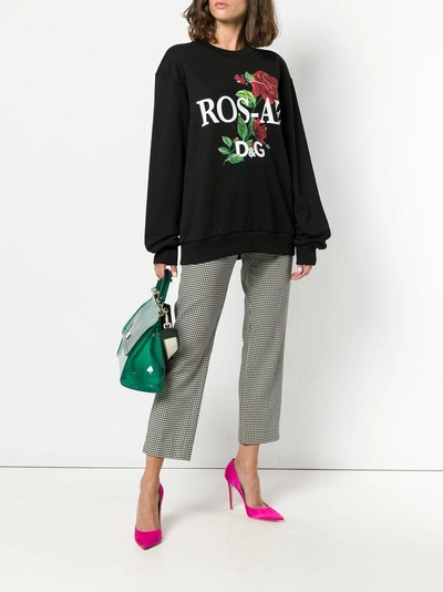 Shop Dolce & Gabbana Rose Print Sweatshirt - Black
