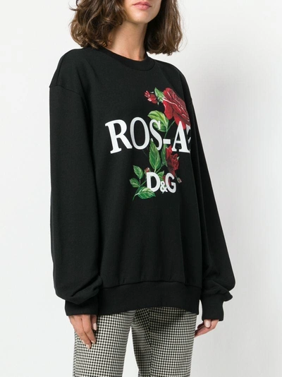 Shop Dolce & Gabbana Rose Print Sweatshirt - Black