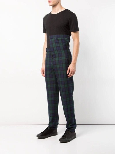 Shop Y/project Checked Print Trousers In Blue