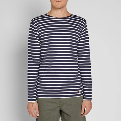 Shop Armor-lux Long Sleeve 73792 Mariniere Tee In Blue