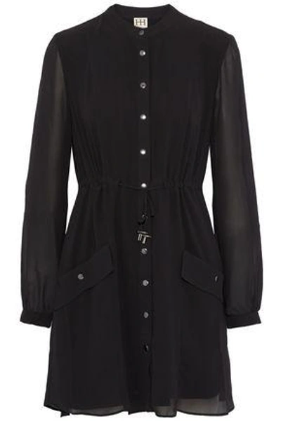 Shop Haute Hippie Woman Chiffon Mini Shirt Dress Black