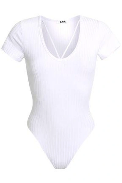 Shop Lna Woman Ribbed-knit Bodysuit White