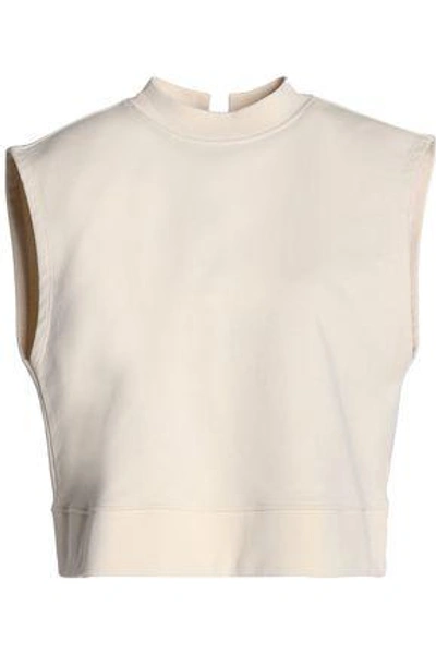 Shop Alexander Wang T Lace-up French Cotton-terry Top In Ivory