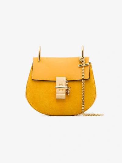 Shop Chloé Yellow Drew Suede Leather Shoulder Bag