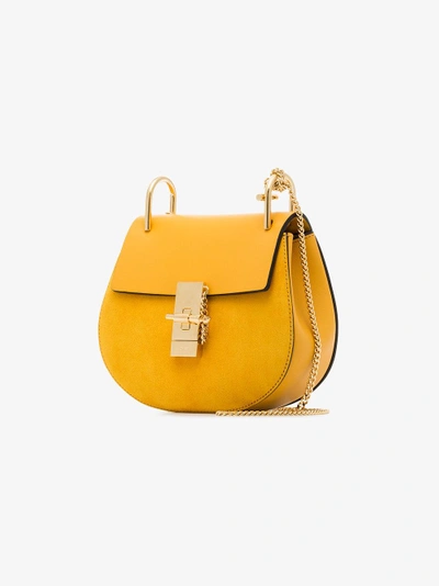 Shop Chloé Yellow Drew Suede Leather Shoulder Bag