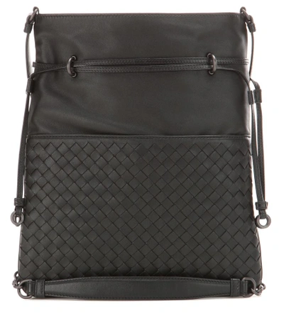 Shop Bottega Veneta Intrecciato Leather Shoulder Bag In Black